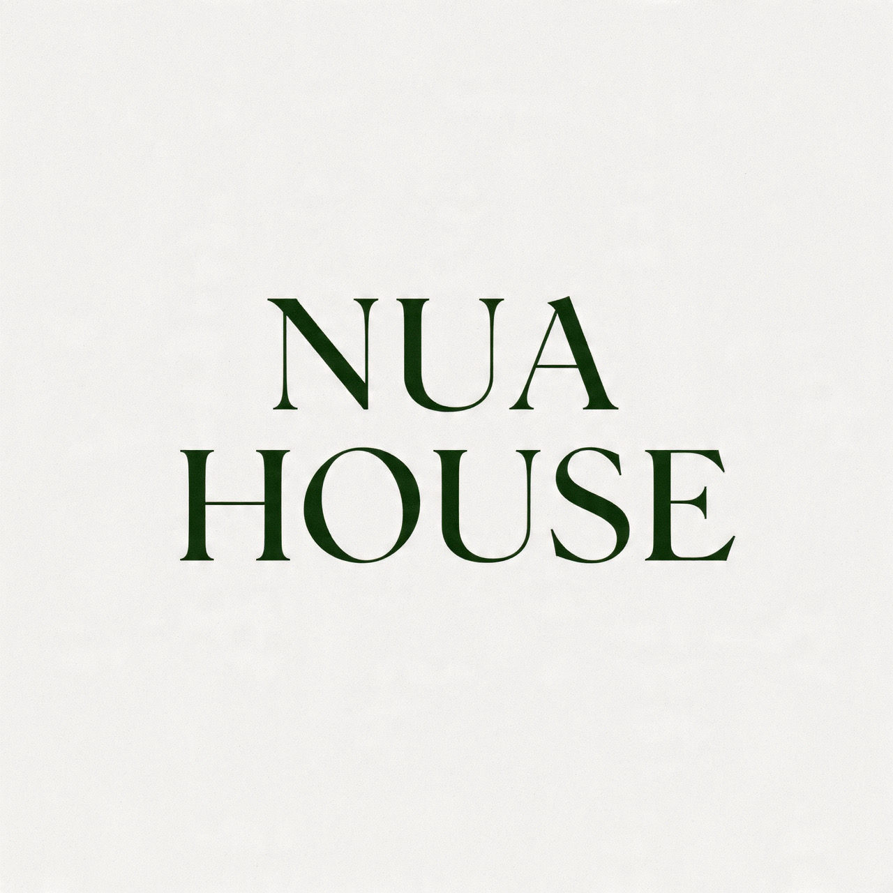 NUA House stacked serif logo in deep green