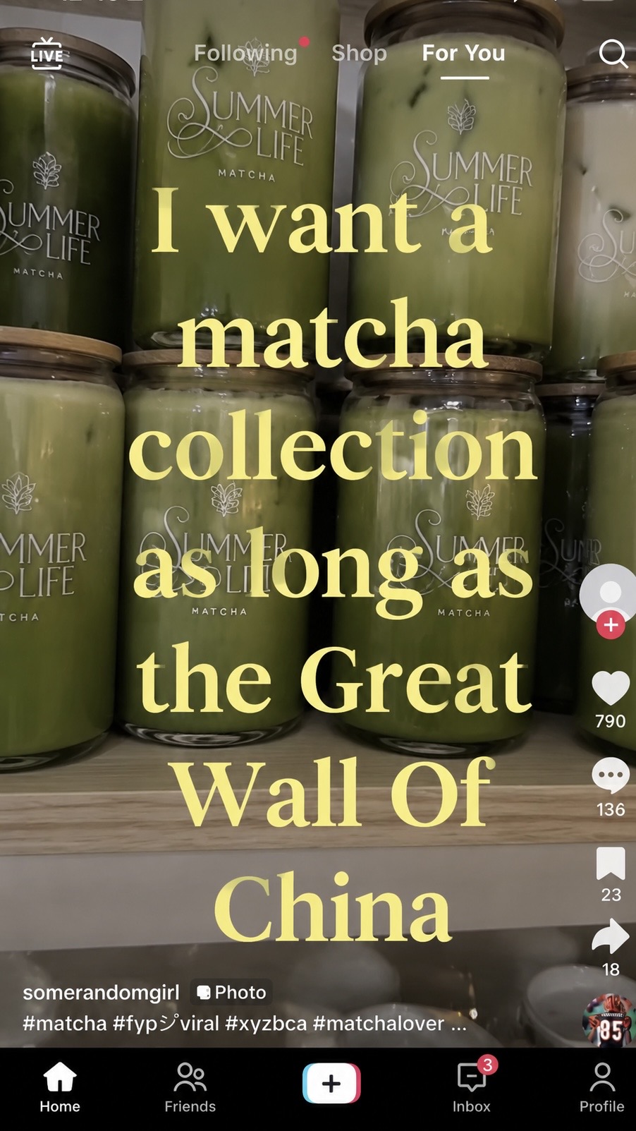 Summer Life Matcha glass on a gingham picnic blanket